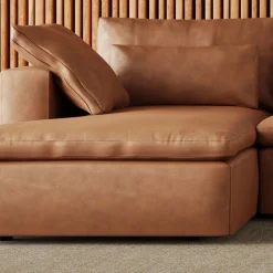 West Elm Harmony Modular Leather 3-Piece U-Shaped Chaise Sectional (158")