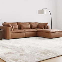 West Elm Harmony Modular Leather 4-Piece Ottoman Sectional (120")