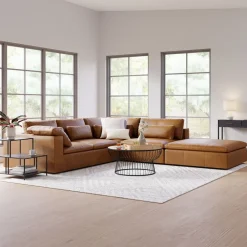 West Elm Harmony Modular Leather 4-Piece Sectional (122")