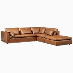 West Elm Harmony Modular Leather 4-Piece Sectional (122")