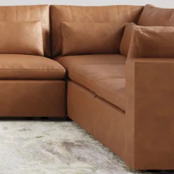 West Elm Harmony Modular Leather 5-Piece L-Shaped Sectional (120")