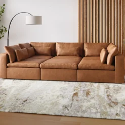 West Elm Harmony Modular Leather 6-Piece Pit Sectional (121")
