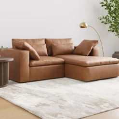 West Elm Harmony Modular Leather Small 2-Piece Chaise Sectional (86")