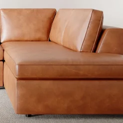 West Elm Harris Leather 2-Piece Bumper Chaise Sectional (106"–116")