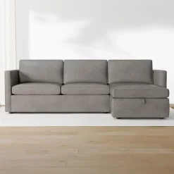 West Elm Harris Leather 2-Piece Chaise Sectional w/ Storage (101"–111")
