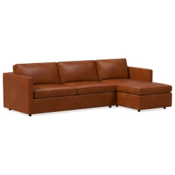 West Elm Harris Leather 2-Piece Chaise Sectional w/ Storage (101"–111")