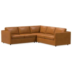 West Elm Harris Leather 3-Piece L-Shaped Sectional (105"–115")