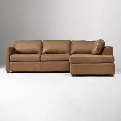 West Elm Harris Leather 2-Piece Sleeper Sectional w/ Bumper Chaise (111")