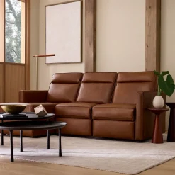 West Elm Harris Motion Reclining Leather 3-Piece Chaise Sectional (89")
