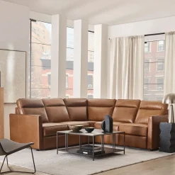 West Elm Harris Motion Reclining Leather 5-Piece L-Shaped Sectional (95")