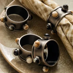 West Elm Harta Multi-Stone Napkin Ring Sets