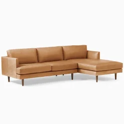 West Elm Haven Loft Leather 2-Piece Chaise Sectional (103")