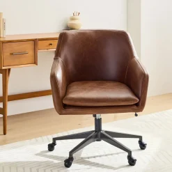 West Elm Helvetica Leather Swivel Office Chair