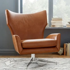 West Elm Hemming Leather Swivel Chair