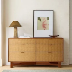 West Elm Herman Basket Woven Veneer 6-Drawer Dresser (58")