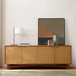 West Elm Herman Basket Woven Veneer Media Console (72")
