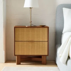 West Elm Herman Basket Woven Veneer Nightstand (22")