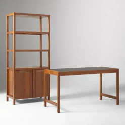 West Elm Hughes Desk (56") & Tall Bookcase (34") Set
