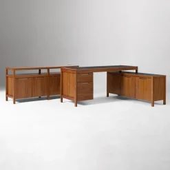 West Elm Hughes L-Shaped Desk with File & Storage Cabinets (68") & Open/Closed Storage Cabinet (66") Set