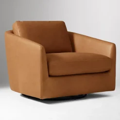 West Elm Imogene Leather Grand Swivel Chair