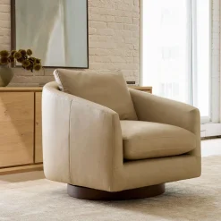 West Elm Imogene Leather Swivel Chair