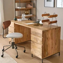 West Elm Industrial Modular Desk w/ 2 File Cabinets (64")