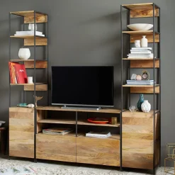 West Elm Industrial Modular Media Set With Open & Closed Storage (83")