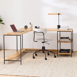West Elm Industrial Storage Modular L-Shaped Desk w/ Open Shelves (64")