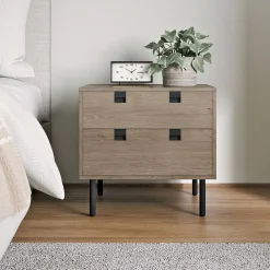 West Elm Iron & Acacia 2-Drawer Nightstand (24")