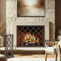 West Elm Iron Weave Fireplace Screen