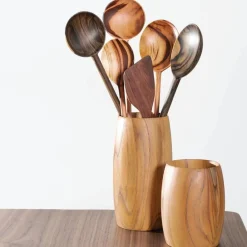 West Elm Itza Wood Teak Utensil Holder