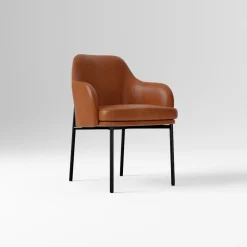 West Elm Jack Leather Metal Dining Arm Chair