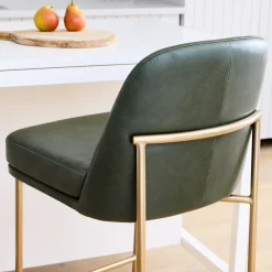 West Elm Jack Metal Frame Leather Bar & Counter Stools