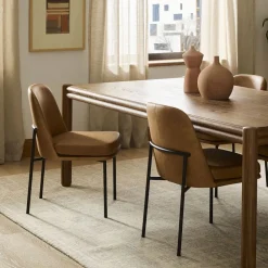 West Elm Jack Metal Frame Leather Dining Chair