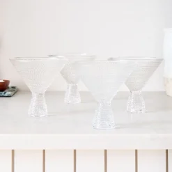 West Elm Jupiter Beaded Martini Glasses (Set of 4)