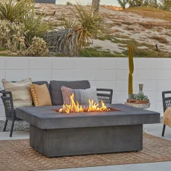 West Elm Kael Concrete Rectangle Outdoor Fire Pit with Hidden Propane Tank (60")