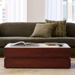 West Elm Keegan Solid Wood & Marble Storage Coffee Table (46")
