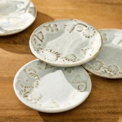West Elm Kiku Stoneware Floral Coasters