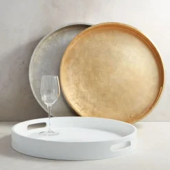 West Elm Lacquer Wood Round Tray (18")