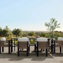 West Elm Lagos Dining Table (86") & Porto Aluminum Dining Chairs Set