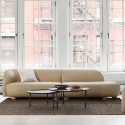 West Elm Laurent Leather 2-Piece Bumper Sofa (122.5")
