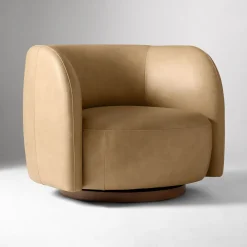 West Elm Laurent Leather Swivel Chair