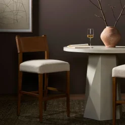 West Elm Leather-Backed Bar & s