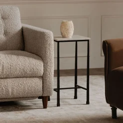 West Elm Leilani Botticino Marble Side Table (12.5")
