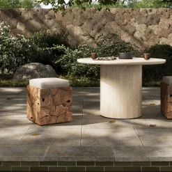 West Elm Leontine Outdoor Teak Stool (17")