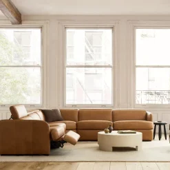 West Elm Leroy Motion Reclining Leather 5-Piece L-Shaped Sectional (113")