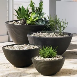 West Elm Lightweight Grooved Indoor/Outdoor Bowl Planters