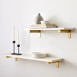West Elm Linear White Lacquer Wall Shelves with Jordan Brackets
