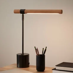 West Elm Linear Wood LED USB Table Lamp (18")