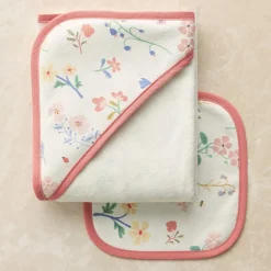 West Elm Little Gardener Nursery Bath Wrap & Wash Cloth Set